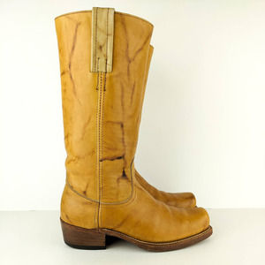 Vintage 70s Frye Campus Boots Black Label USA Banana Leather Tall Mens 9 D